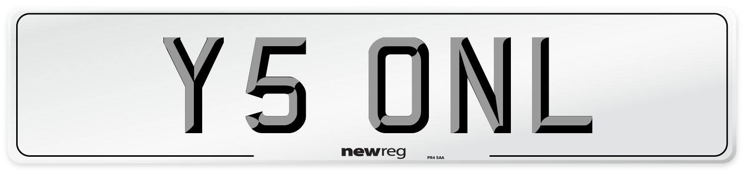 Y5 ONL Number Plate from New Reg